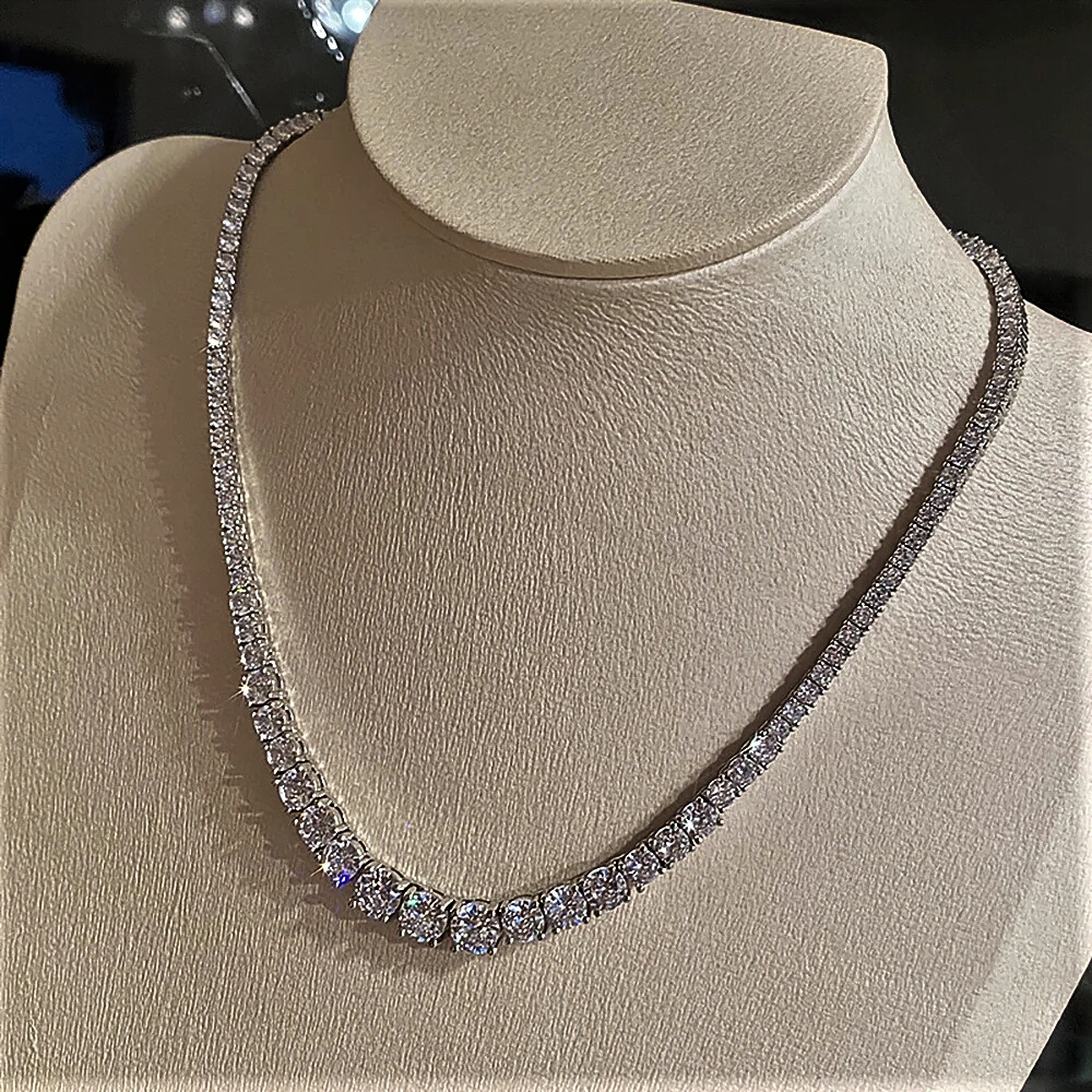 Collana Tennis a Scalare con Moissanite D Color: Fascino Discreto, Lusso Inconfondibile