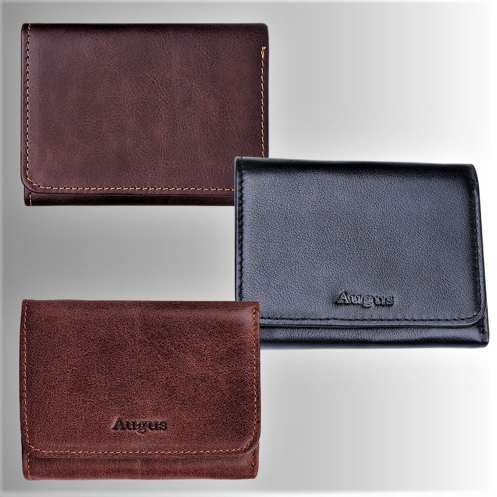 Cartera de piel de vacuno auténtica con tecnología RFID