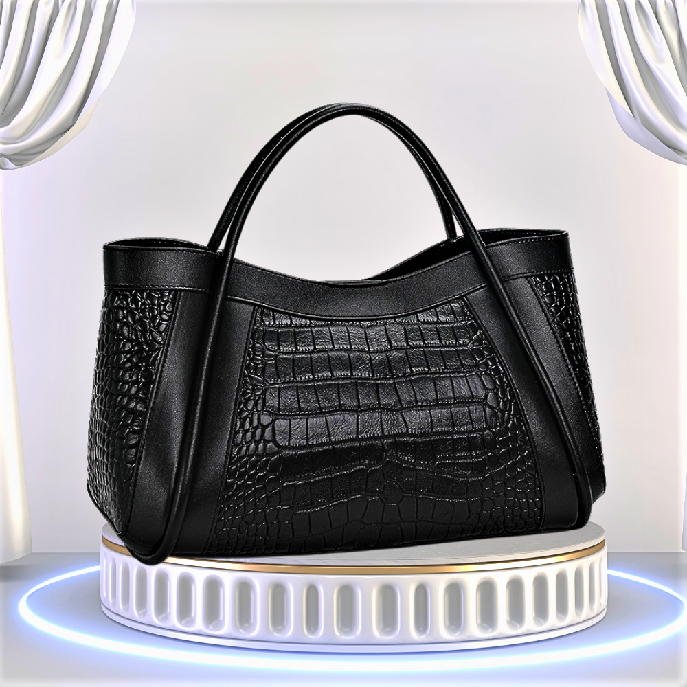 Bolso de piel de becerro trabajado con cocodrilo