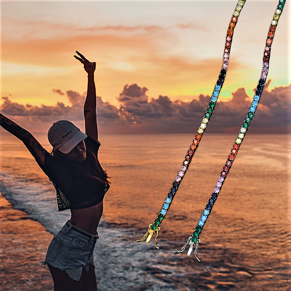 Pulseras de tenis multicolor: colores brillantes que iluminan