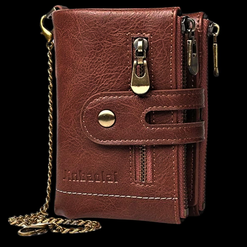 Mini Cartera Anti-Carterismo en Piel de Vaca Auténtica