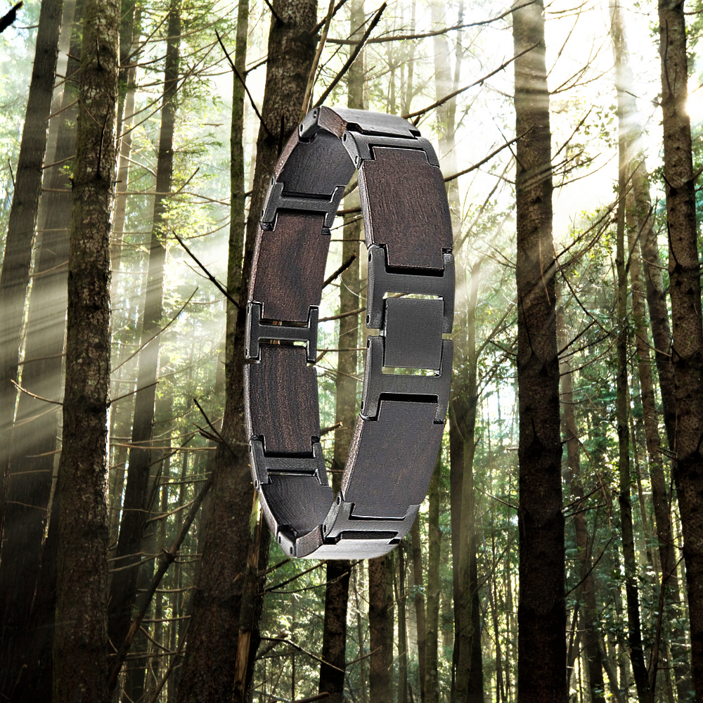 Pulsera de Madera y Acero - Cada día en Armonía con la Naturaleza