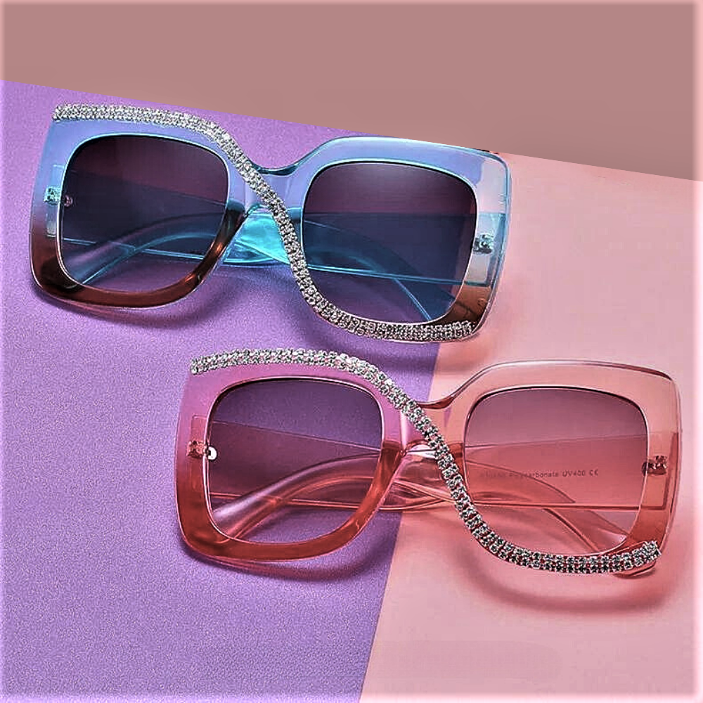 Gafas de sol cuadradas con diamantes de imitación para mujeres atrevidas