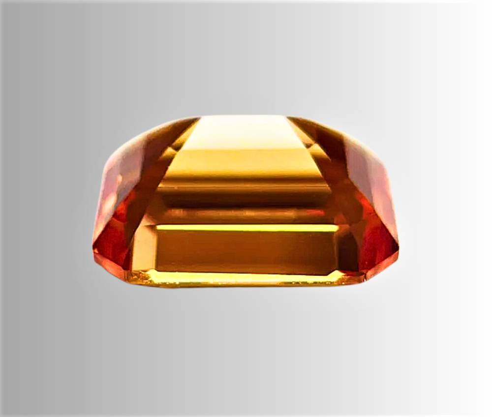 Zaffiro Sunset Arancio Taglio Smeraldo Lab Grown Certificato