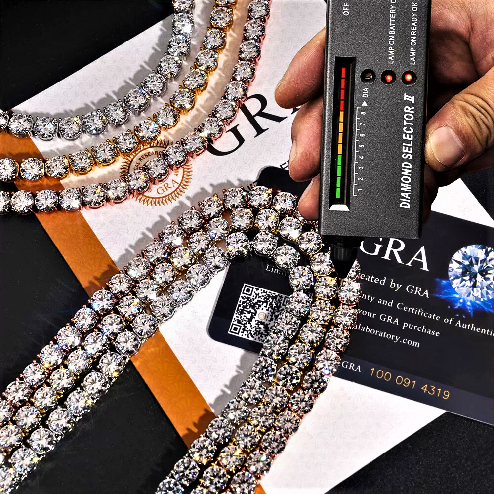 Collana e Bracciale Tennis con Moissanite D Color VVS1 Certificata Gra da ct 1.00 a pietra