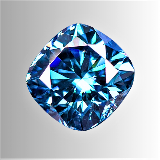 Moissanite Color Zaffiro Ceylon Taglio Cuscino Certificata