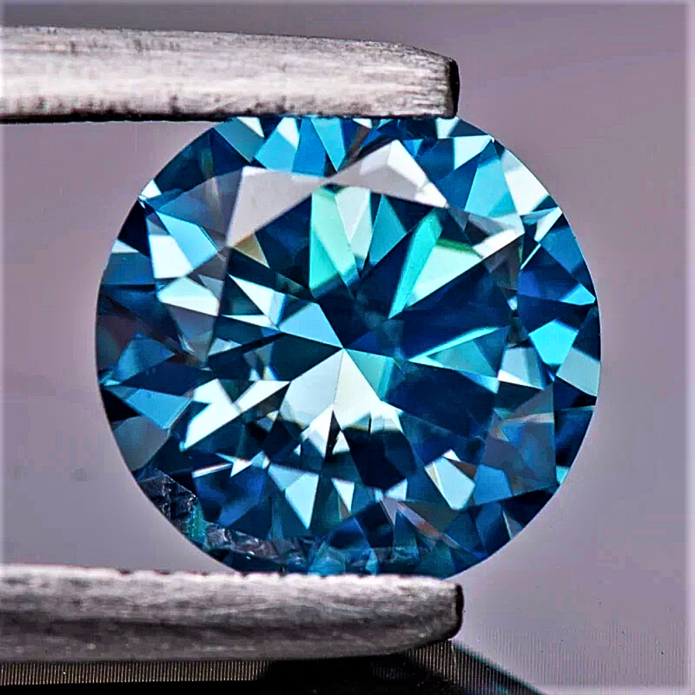 Moissanite Blu Mare Taglio Brillante Certificato
