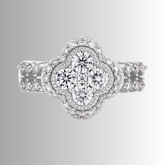 Fascione a Quadrifoglio con Moissaniti D color per ct 0,87