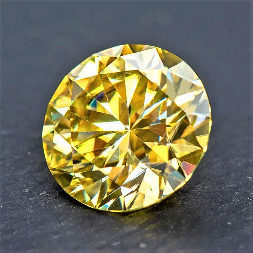 Moissanite Giallo Intenso Taglio Brillante Certificata