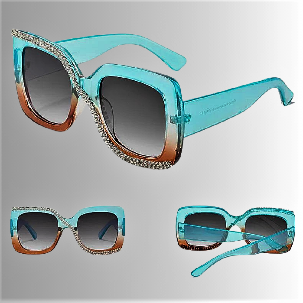 Gafas de sol cuadradas con diamantes de imitación para mujeres atrevidas