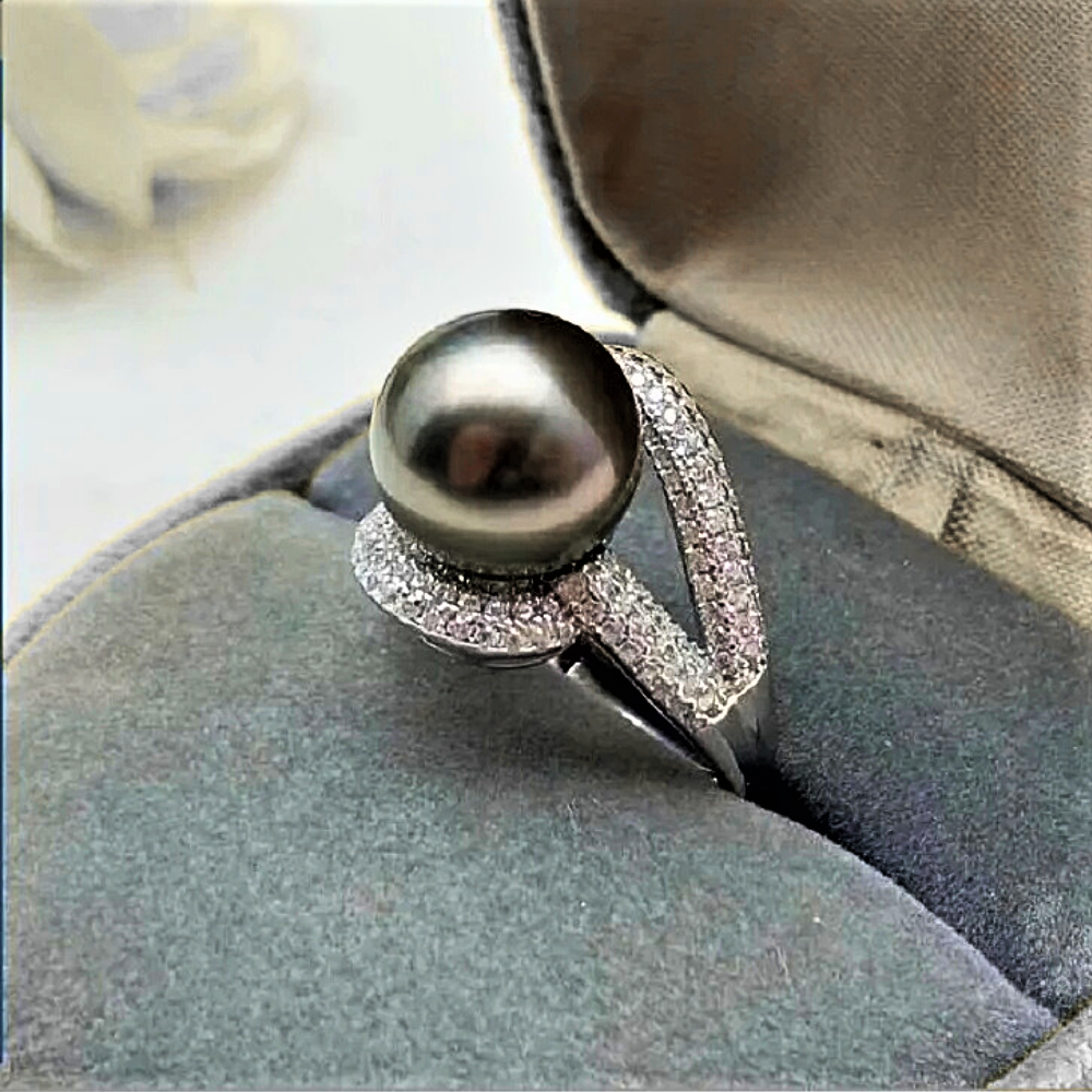 Anello con Perla di Tahiti Naturale da 10-11 MM