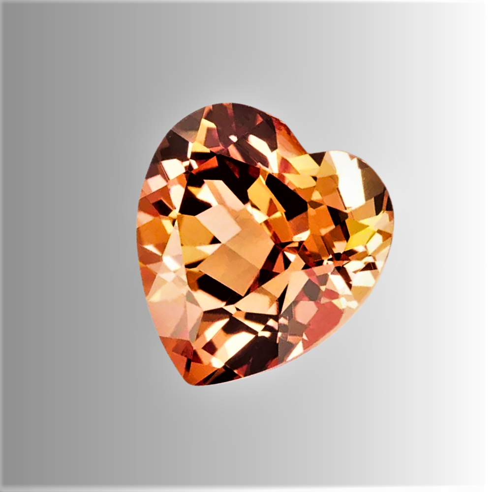 Zaffiro Sunset Arancio Lab Grown Taglio Cuore Certificato