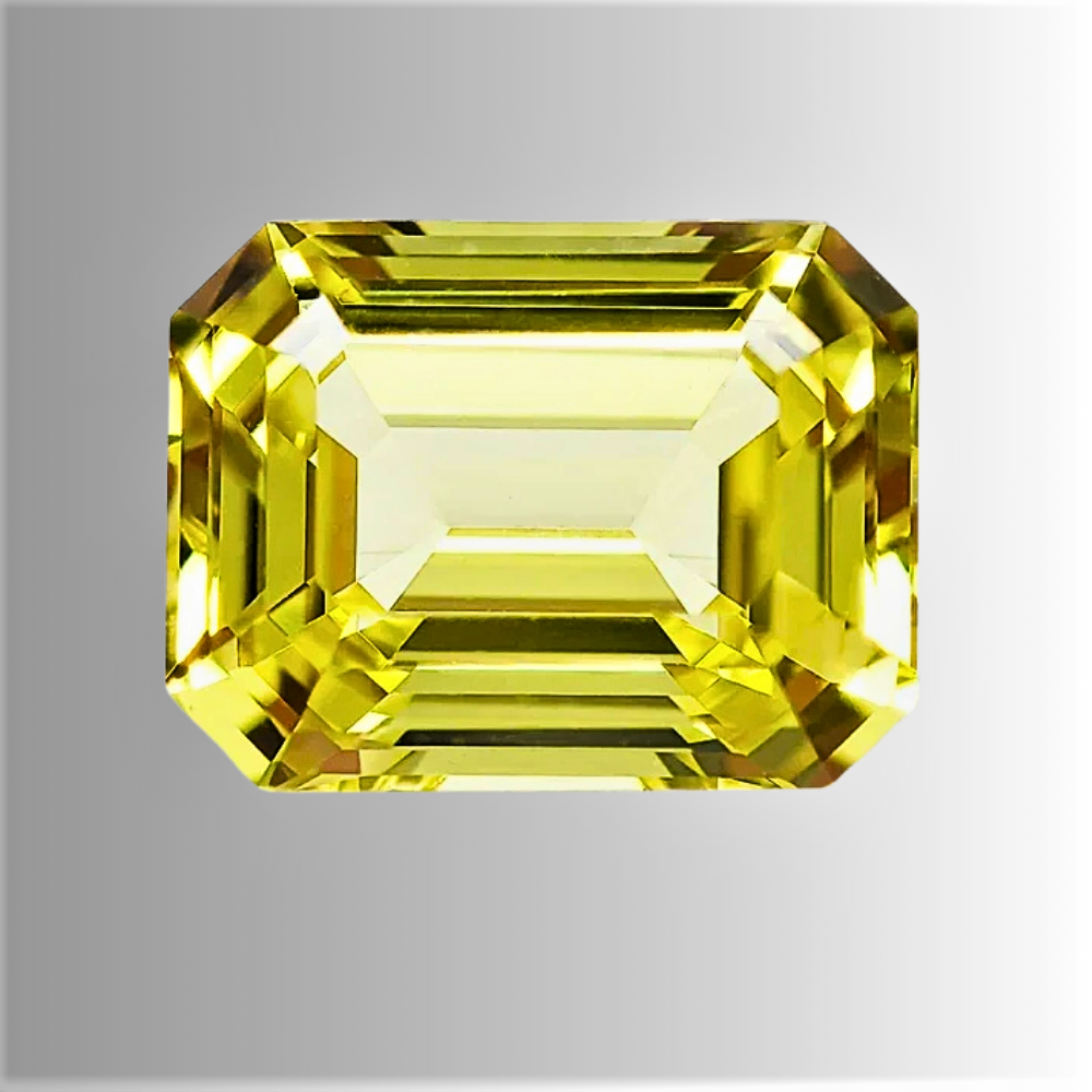 Zaffiro Giallo Lab Grown Taglio Smeraldo Certificato