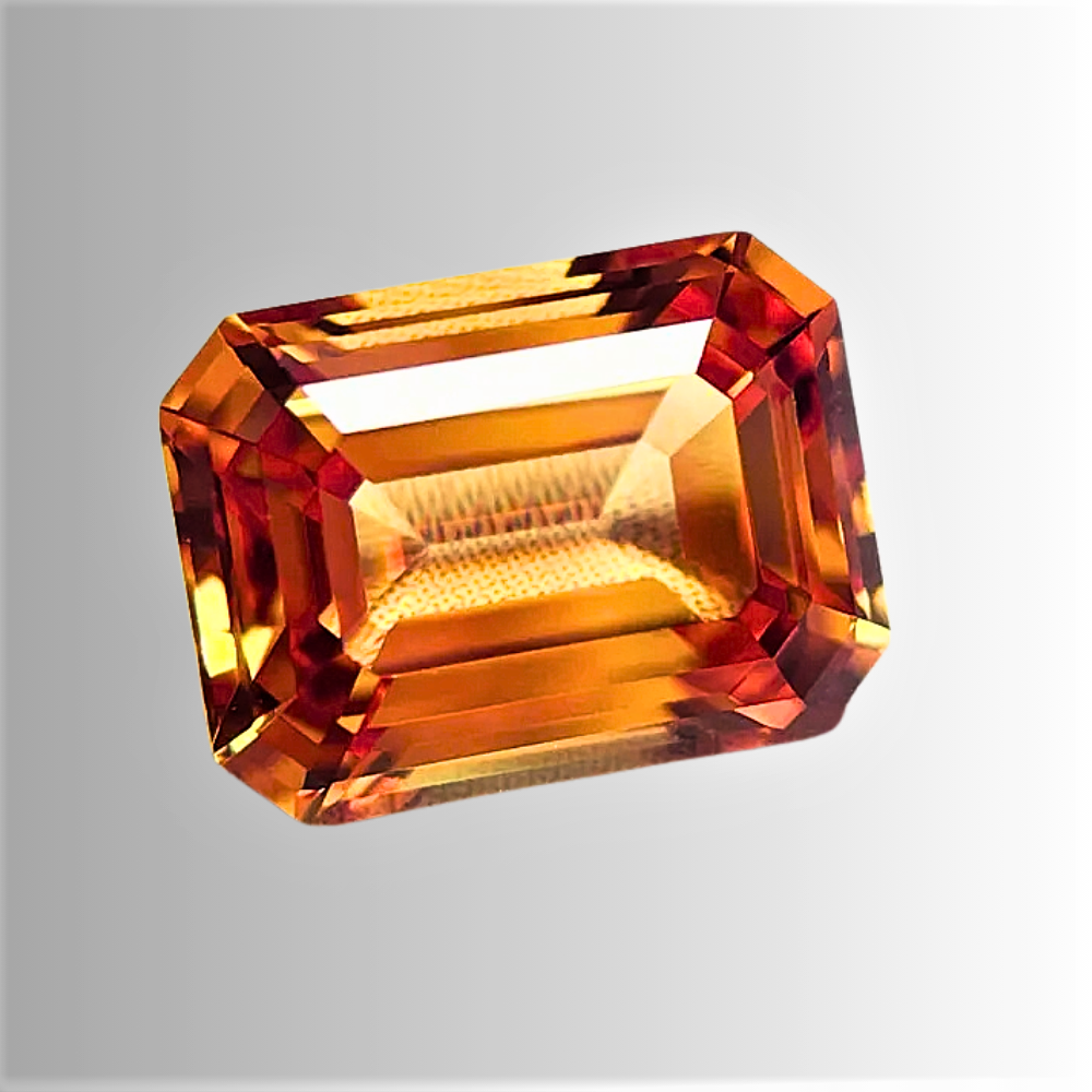 Zaffiro Sunset Arancio Taglio Smeraldo Lab Grown Certificato