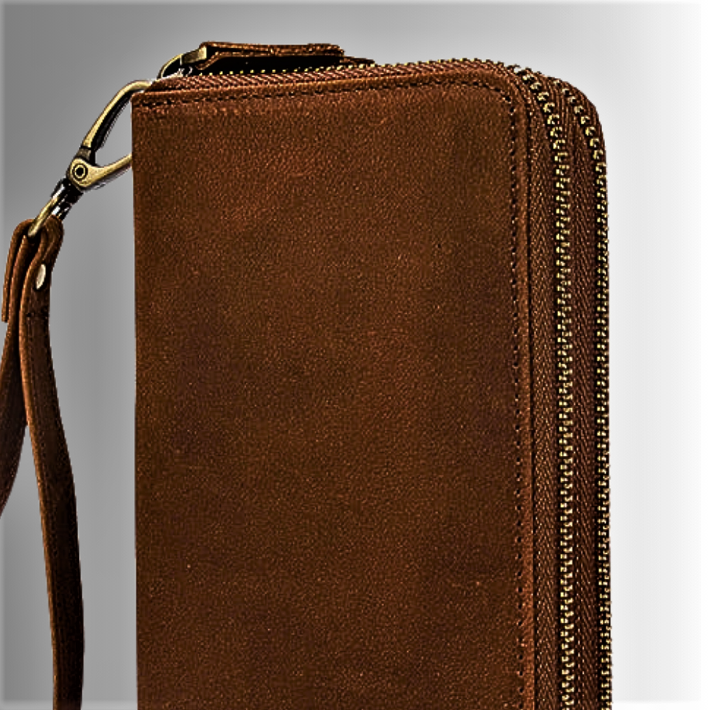 Portafoglio Doppio in Fiore di Pelle di Vitellino