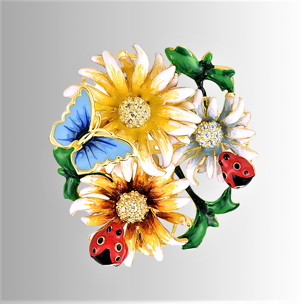 Anello a Bouquet con Smalti Dipinti a Mano