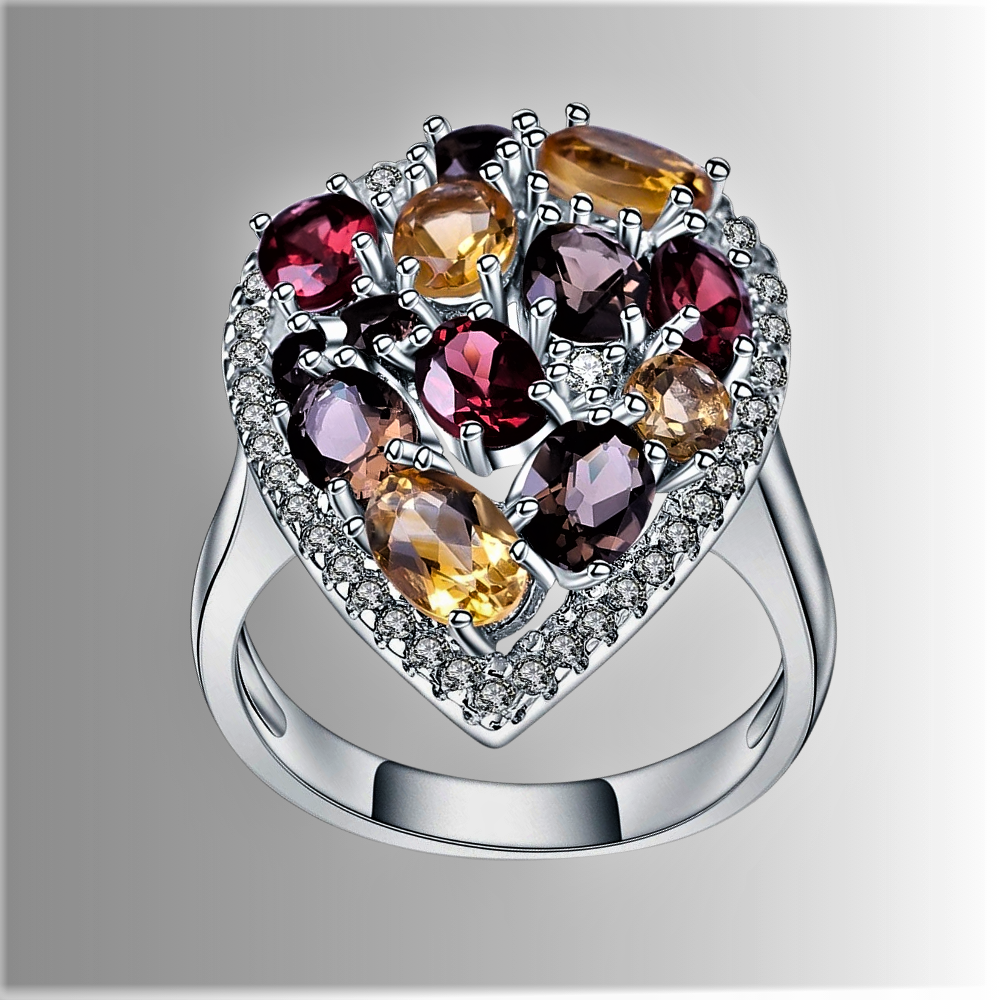 Anillo "Puzzle" con Piedras Semipreciosas Naturales