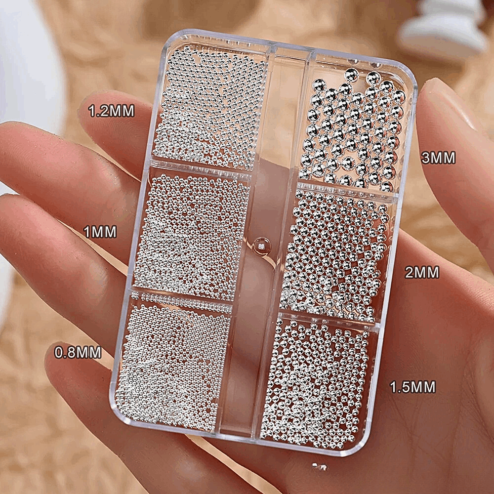 Set di Micro Sfere in Acciaio Placcato: Eleganza e Creatività per Nail Art Esclusive