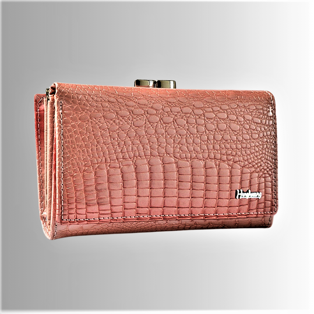 Cartera de piel de becerro auténtica con temática de cocodrilo