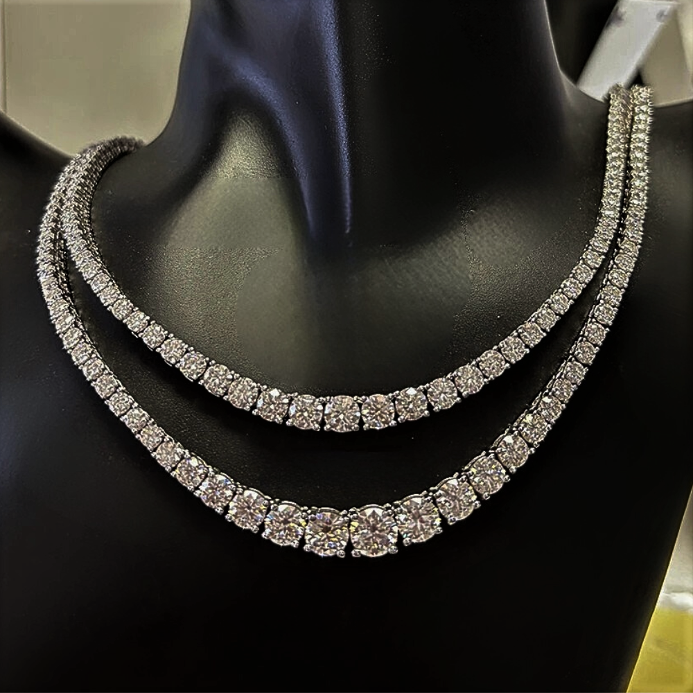 Collana Tennis a Scalare con Moissanite D Color: Fascino Discreto, Lusso Inconfondibile