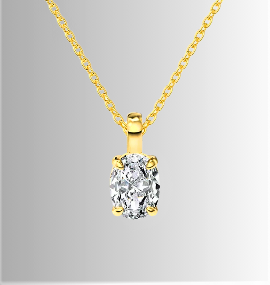 Collana Punto Luce con Moissainite Taglio Ovale Certificata
