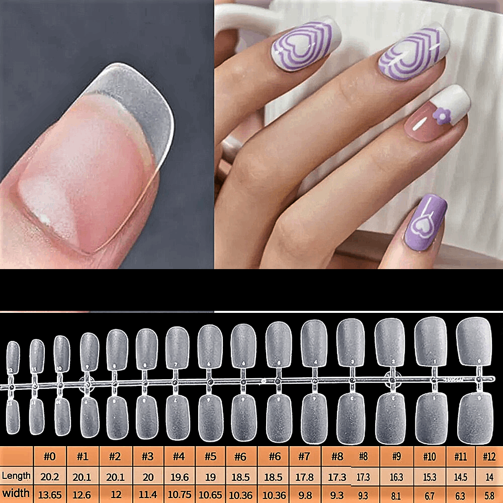 Set Professionale da 120 Pezzi di Unghie in Resina Acrilica Trasparente