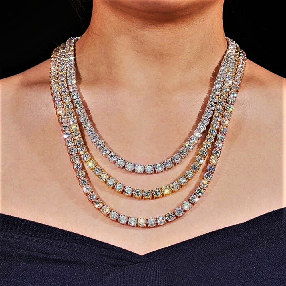 Collana e Bracciale Tennis con Moissanite D Color VVS1 Certificata Gra da ct 1.00 a pietra