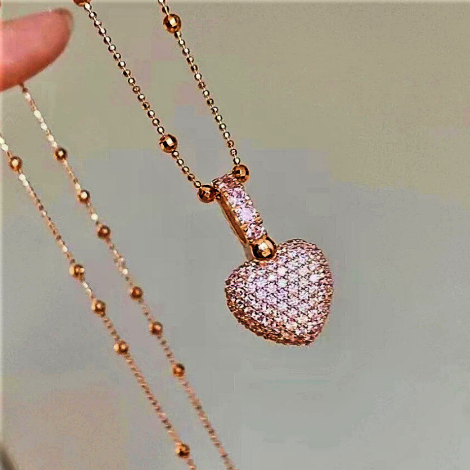 Collana con Ciondolo a Cuore con Brillanti Coltivati
