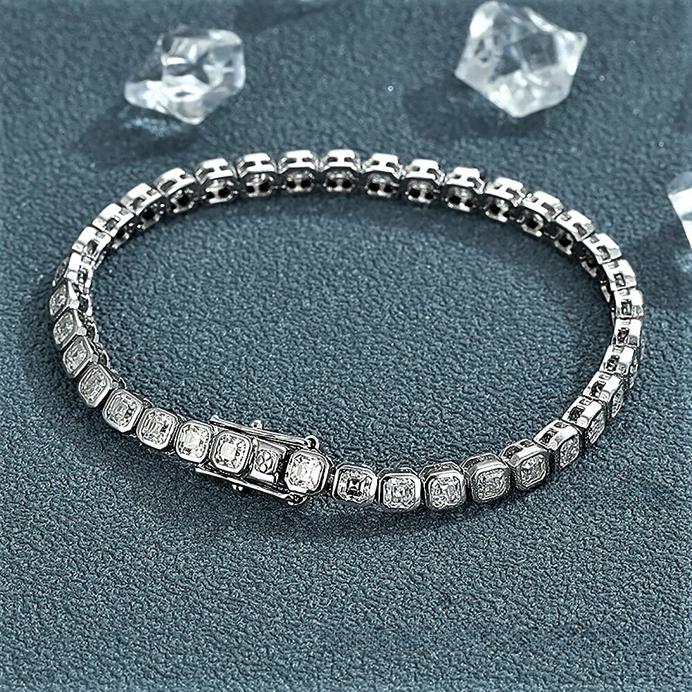Bracciale Tennis con Moissaniti Taglio Asscher D Color VVS1