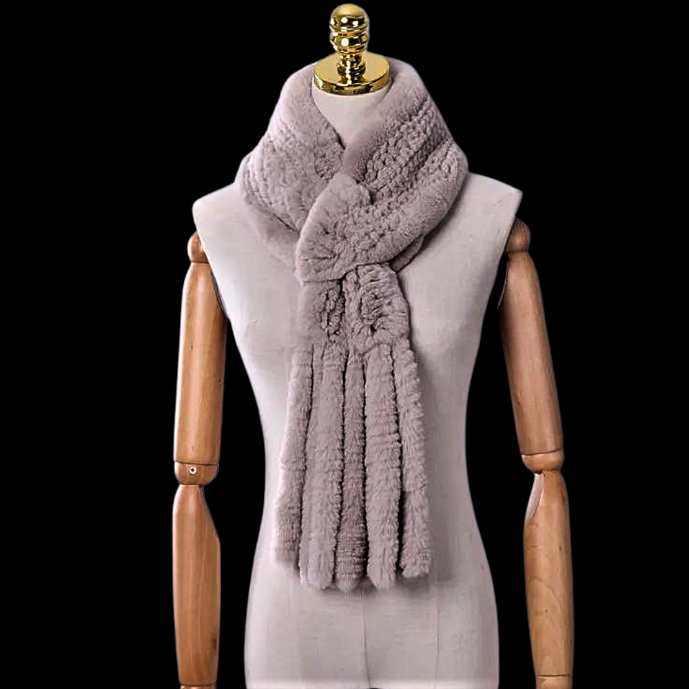 Sciarpa a "Cravatta" in Pelliccia di Lapin