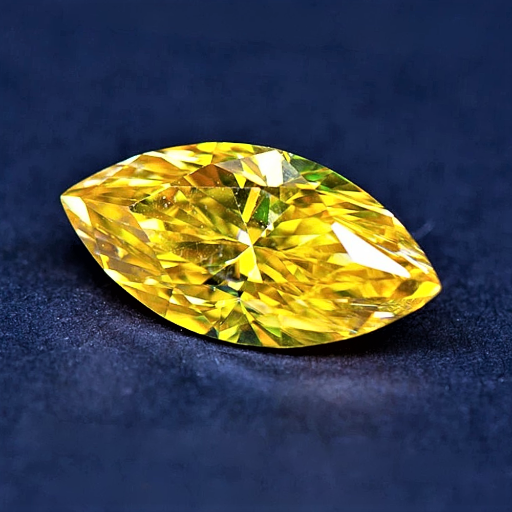 Moissanite Giallo Intenso Taglio Marquise Certificata