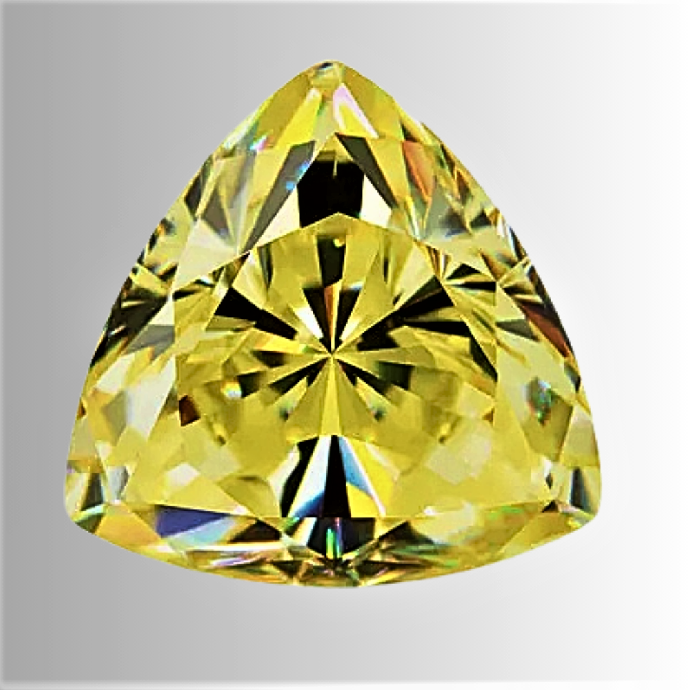 Moissanite Giallo Limone Taglio Trillion Certificata