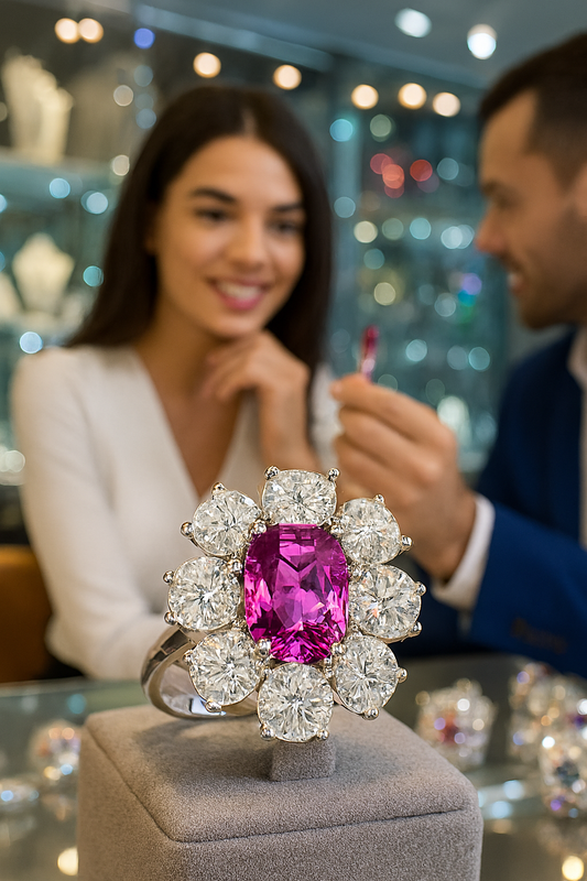 Zaffiro Rosa Lab Grown Taglio Cuscino Allungato