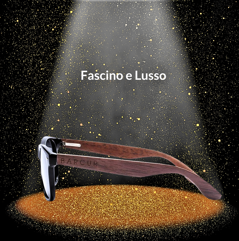 Occhiali Polarizzati BARCUR in Noce Nero e Scatola in Legno Naturale