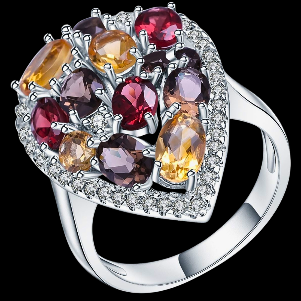 Anillo "Puzzle" con Piedras Semipreciosas Naturales