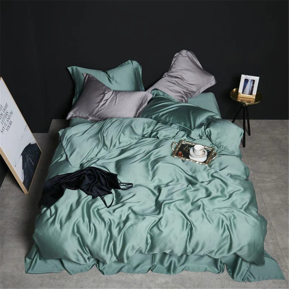 Lanlika White 100% Silk Bedding Set Double Queen King Duvet Cover Fitted Sheet Or Flat Sheet Bed Linen Pillowcase 4PCS