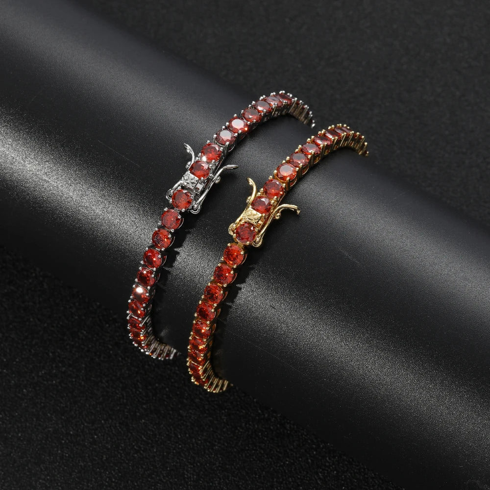 Bracciali Tennis con Zirconi Colorati di qualità AAA da 4 mm