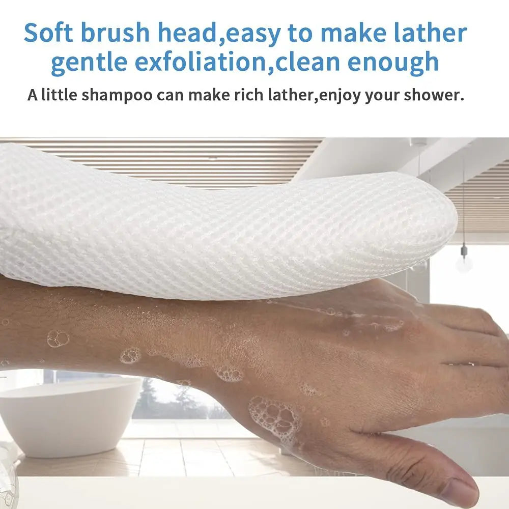 Fat people Suitable For Elderly Great Ergonomics Bath Brush Long Anti-Slip Silicone Back Scrubber For Shower Curved Handle