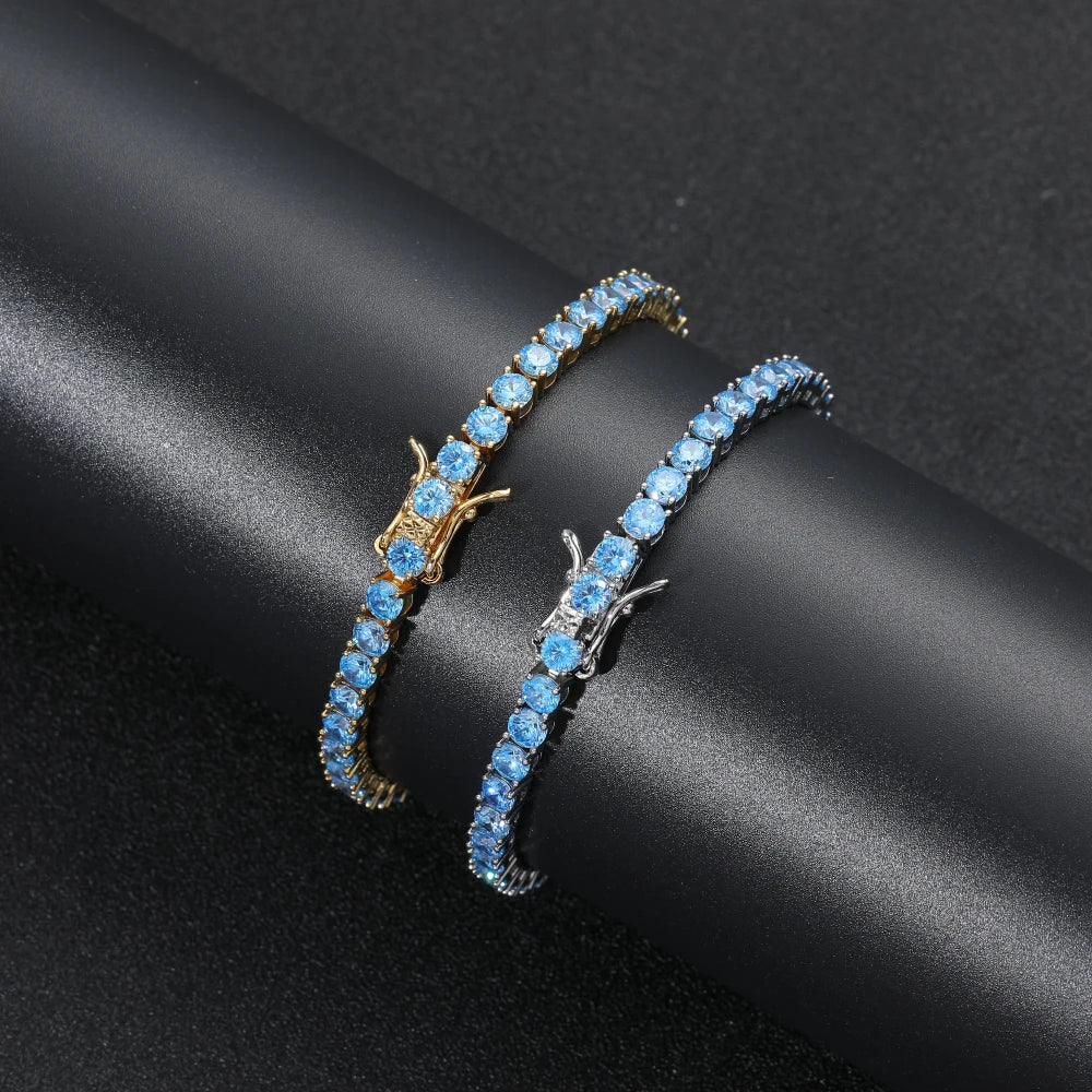 Bracciali Tennis con Zirconi Colorati di qualità AAA da 4 mm
