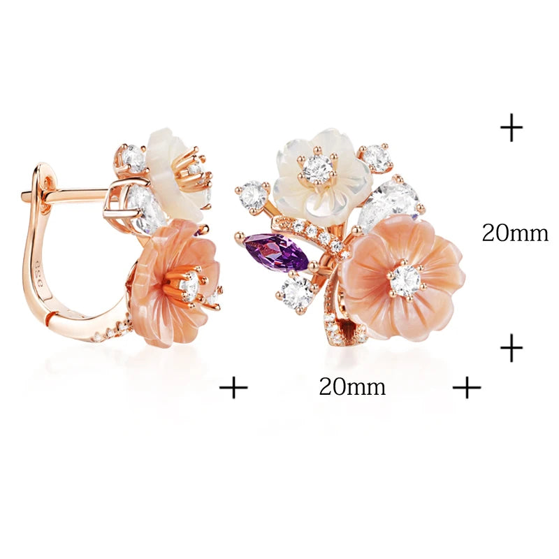 Laya Clip Earrings For Women High Quality Zircon Natural Shell Flower 925 Sterling Silver Fashion Original Jewelry 2022 Trend