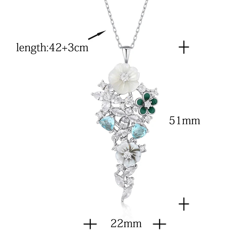 Laya 925 Sterling Silver Summer Hot Style Luxury Jewelry High Quality Zircon Natural Shell Flower Necklace For Women 2022 Trend