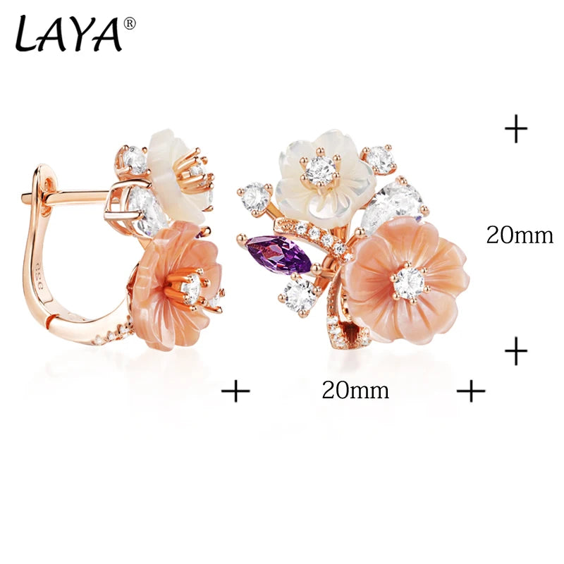 Laya Clip Earrings For Women High Quality Zircon Natural Shell Flower 925 Sterling Silver Fashion Original Jewelry 2022 Trend