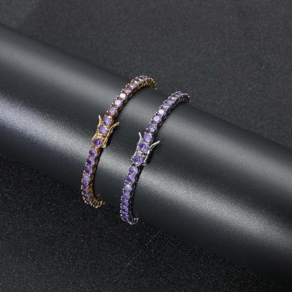 Bracciali Tennis con Zirconi Colorati di qualità AAA da 4 mm