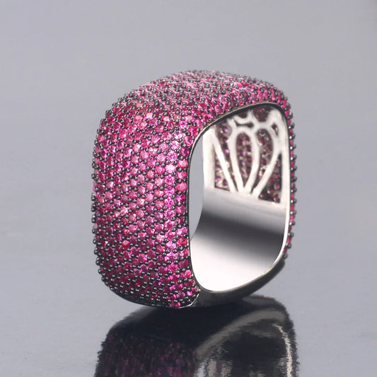 Bride Talk Luxury Big Square Rings Unique Design Colorful Cubic Zirconia Fashion Bridal Jewelry For Wedding Women Accessories