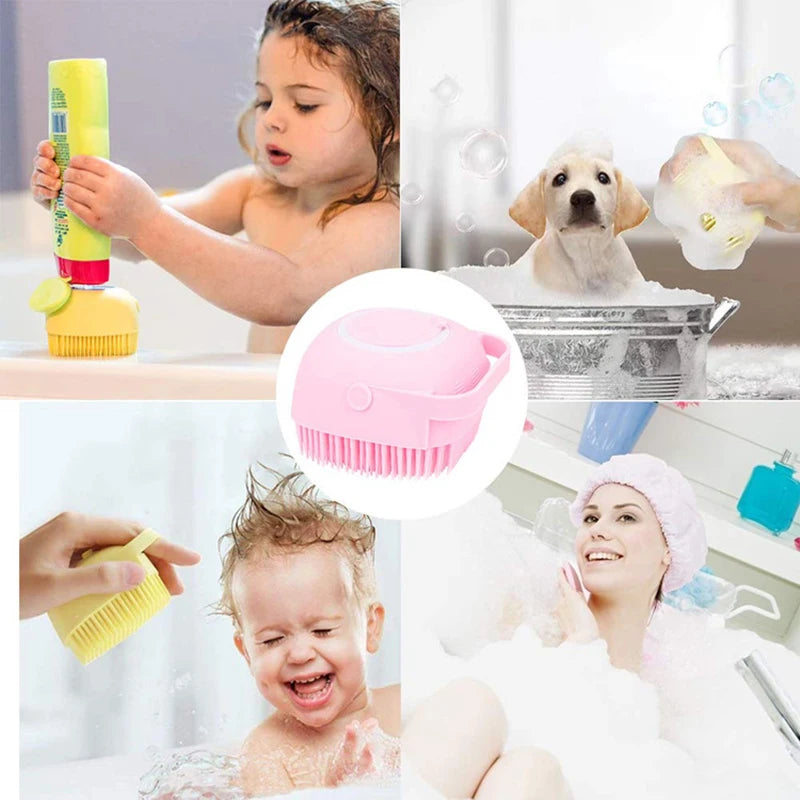 Silicone Shampoo Bath Brush Massage Comb Grooming Scrubber Brush Bathing Accessories Baby Kids Silicon Body Scrubber