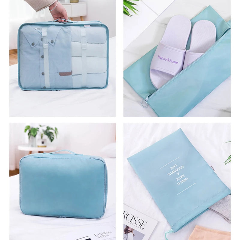 9 Pieces Set Travel Organizer Storage Bags Suitcase Packing Set Storage Cases Portable Luggage Organizer Clothes Shoe Tidy Pouch