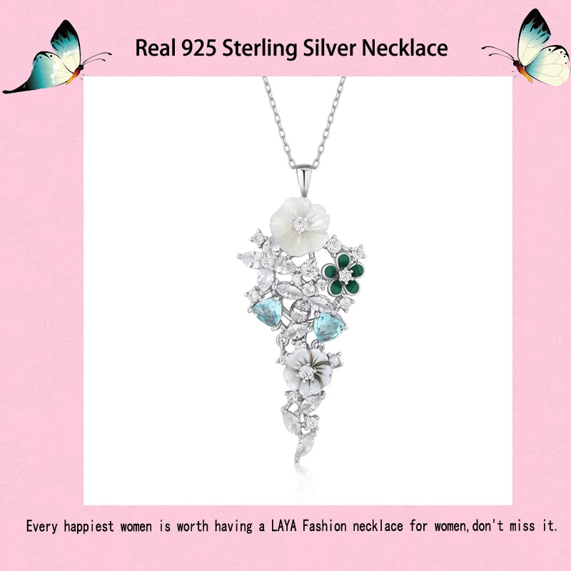 Laya 925 Sterling Silver Summer Hot Style Luxury Jewelry High Quality Zircon Natural Shell Flower Necklace For Women 2022 Trend