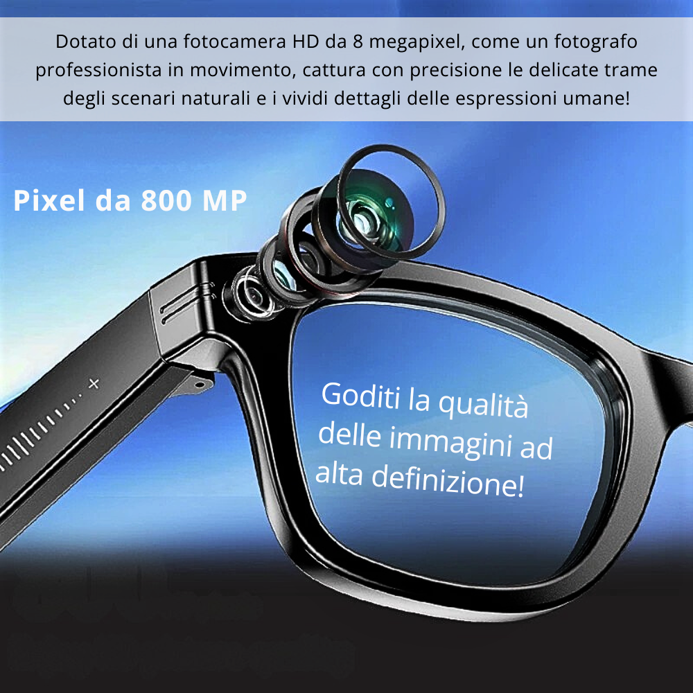 Occhiali Smart per Foto, Video, Musica e Chat Gpt 4