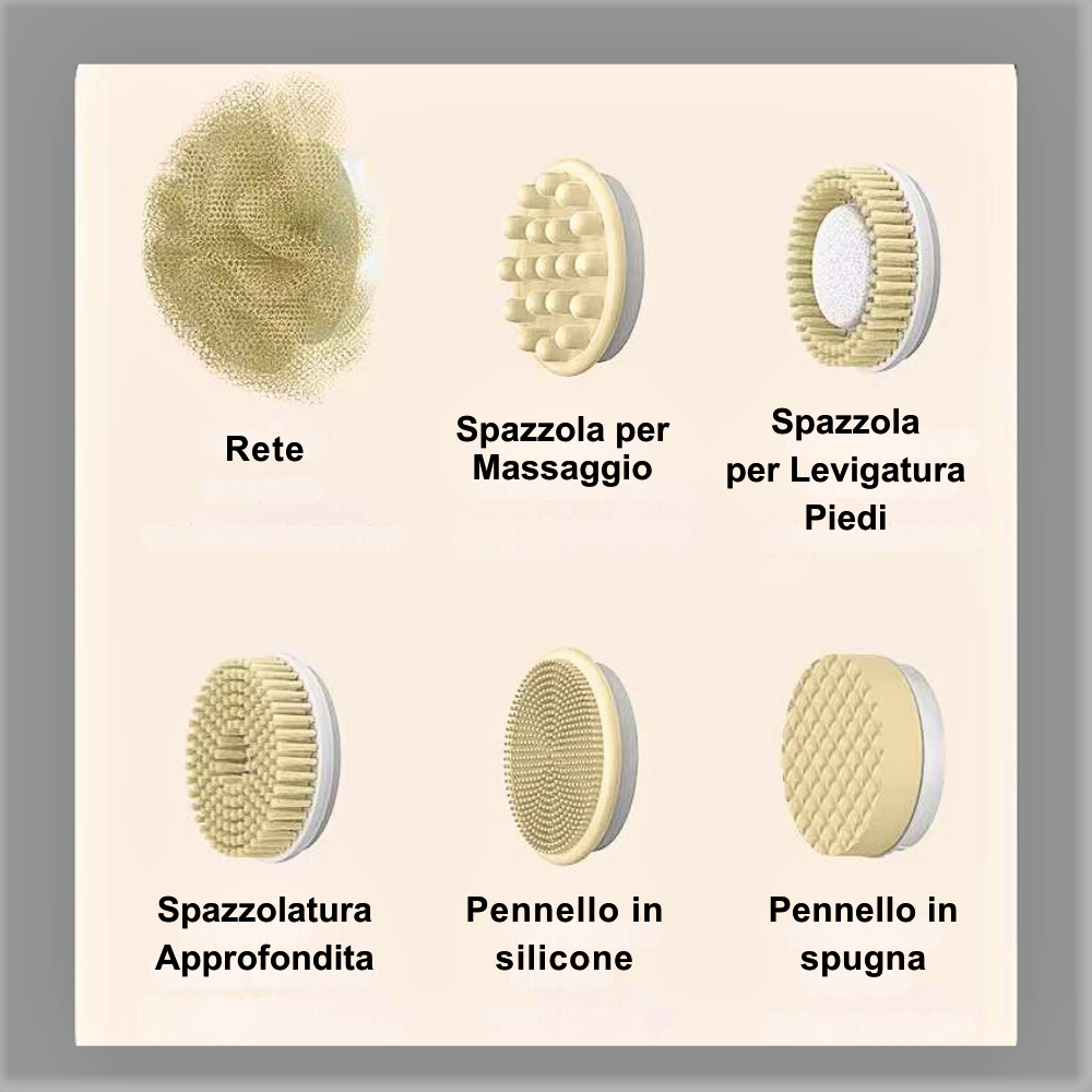 Spazzola Elettrica per Doccia 3-in-1: Pulizia Profonda, Massaggio e Relax Totale