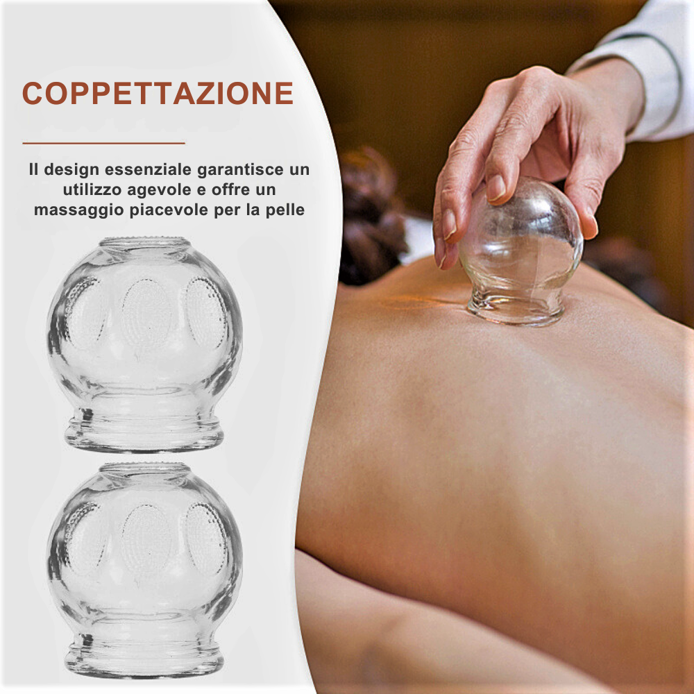 Set di 7 Coppette in Vetro per Coppettazione: Combatti la Cellulite mentre Rilassi i Muscoli e porti Benefici al Corpo